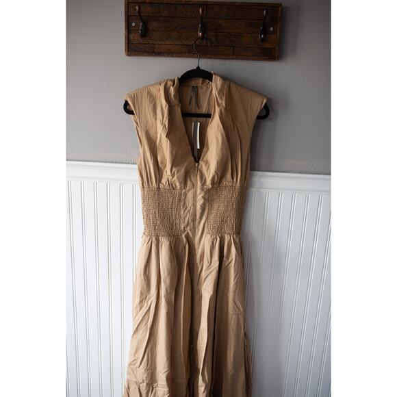 Anthropologie The Tommie Cap-Sleeve Smocked Front-Zip Shirt Dress XS - Picture 2 of 4